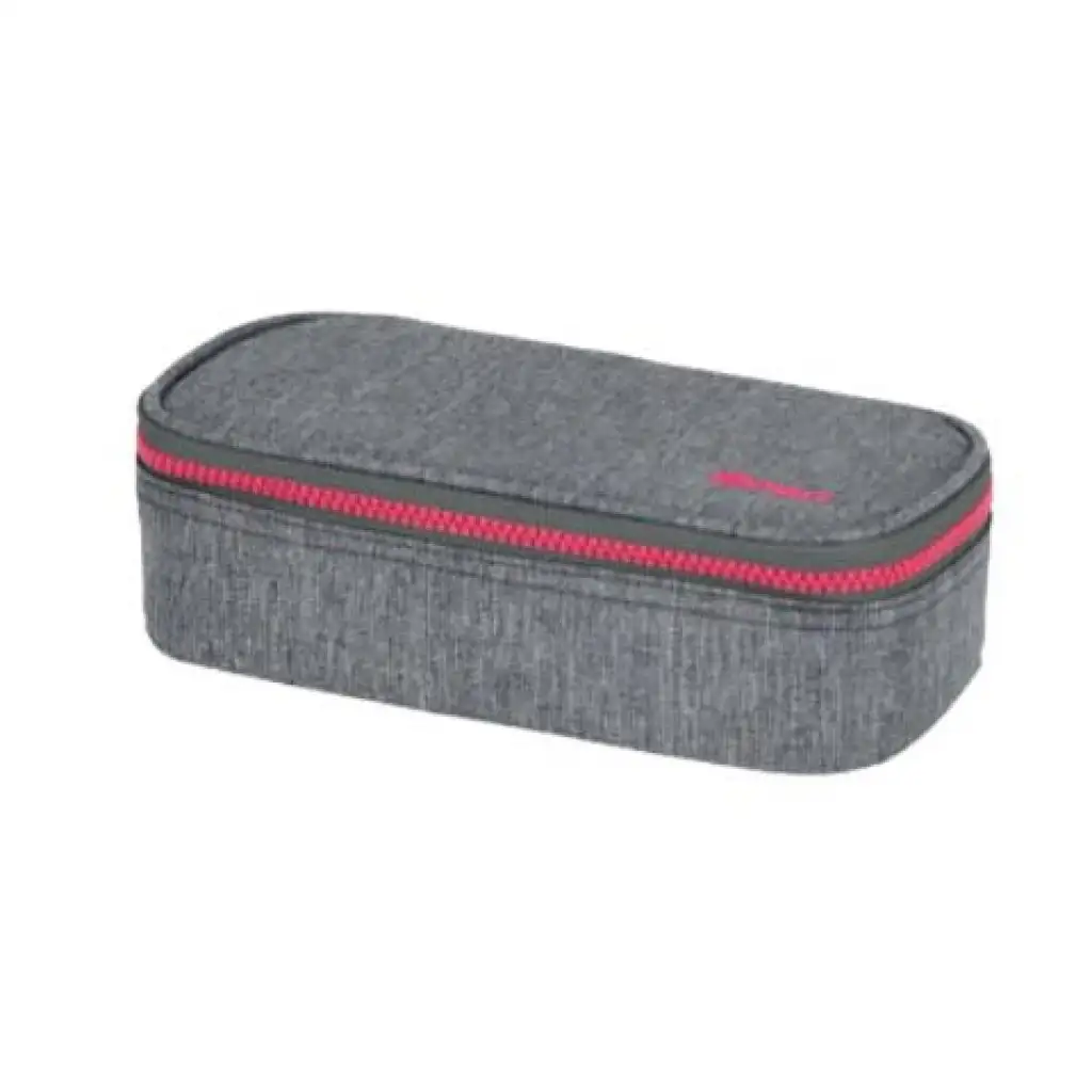 imagen de Spirit: Mi bolso estuche ovalado gris claro con cremallera rosa 23x10cm 1