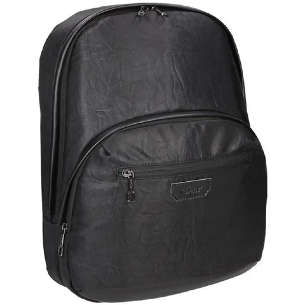 imagen de Spirit: Mochila de cuero sintético negra de tres compartimentos 41x33x7,5cm 1