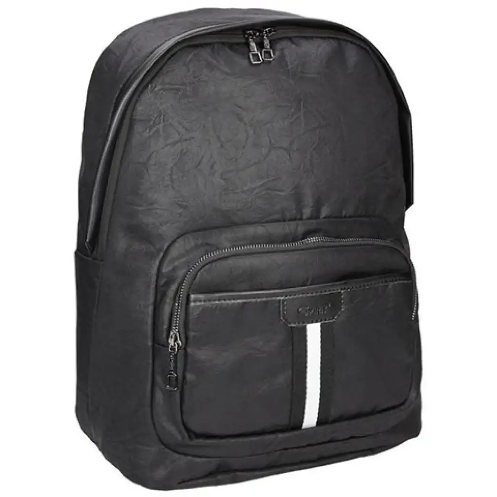 imagen de Spirit: Mochila de cuero sintético negro con bordes redondeados 41x33x7,5cm 1