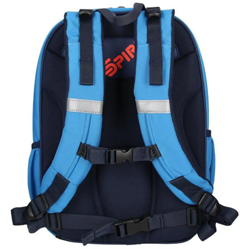 imagen de Spirit: Mochila ergonómica de cuatro compartimentos en color azul con estampado de fútbol 3