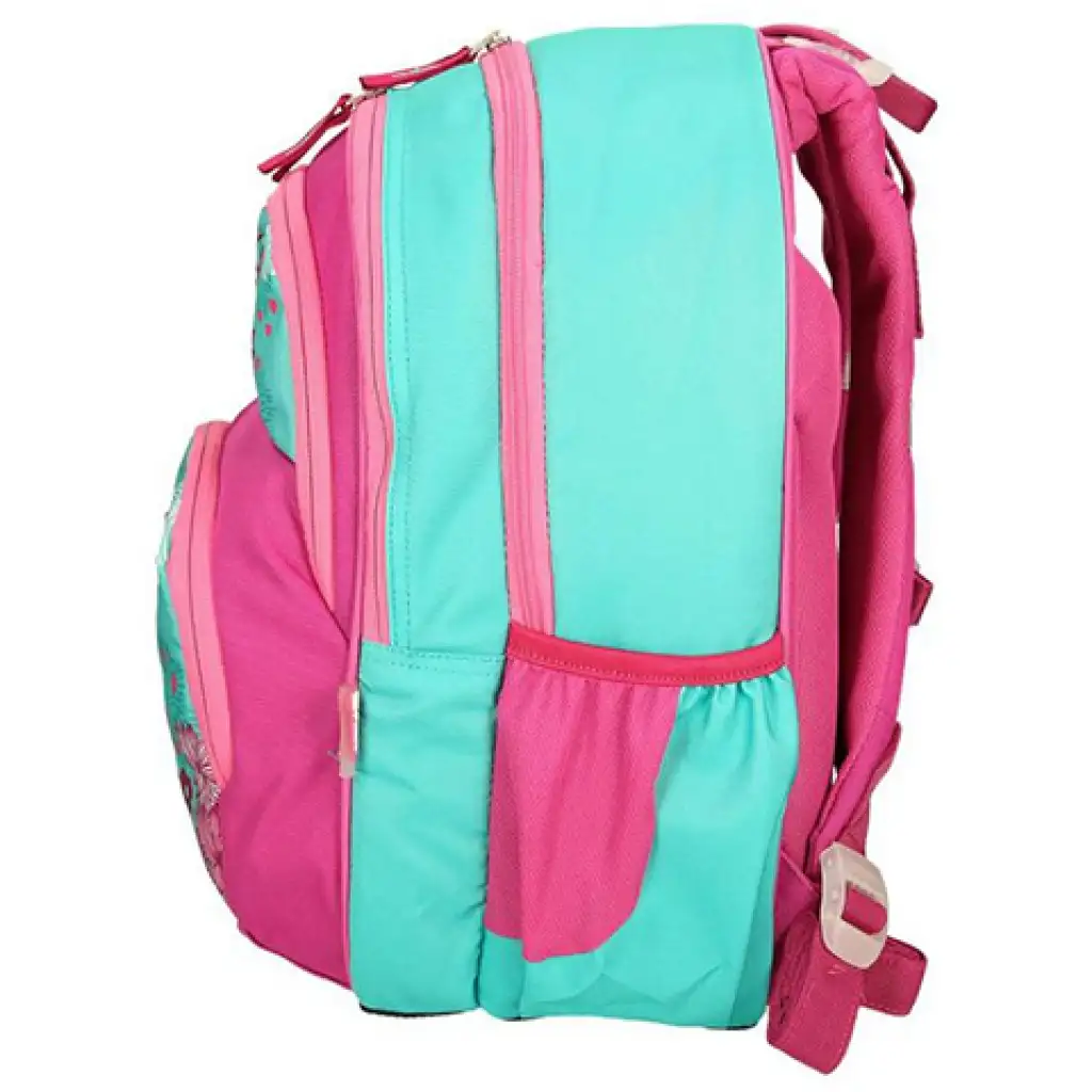 imagen de Spirit: Mochila ergonómica redondeada con diseño de búho en color rosa-turquesa, mochila 40x20x18cm 2