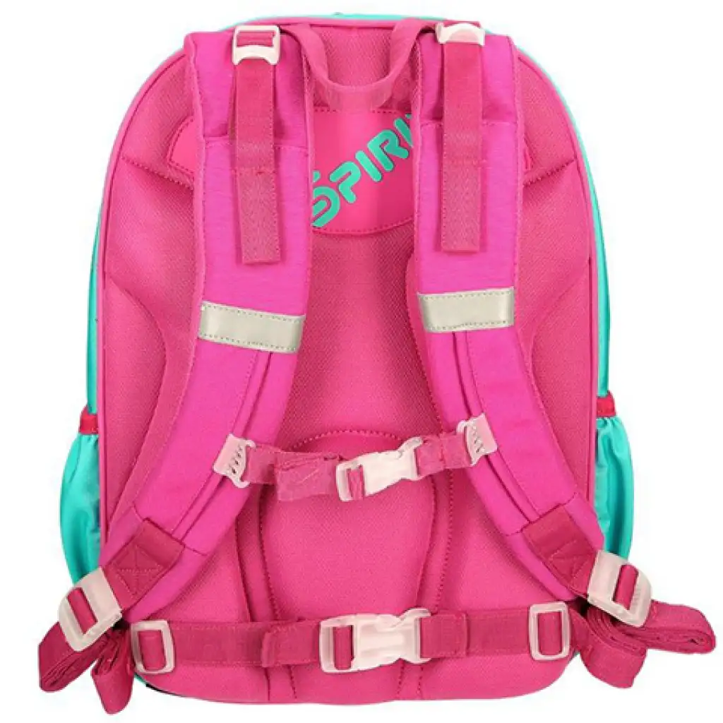 imagen de Spirit: Mochila ergonómica redondeada con diseño de búho en color rosa-turquesa, mochila 40x20x18cm 3