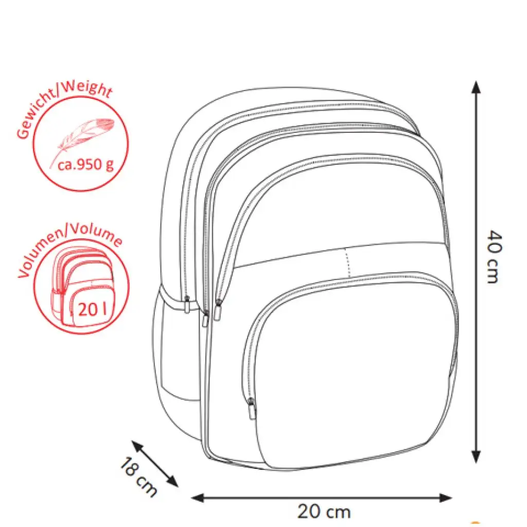 imagen de Spirit: Mochila ergonómica redondeada con diseño de búho en color rosa-turquesa, mochila 40x20x18cm 4