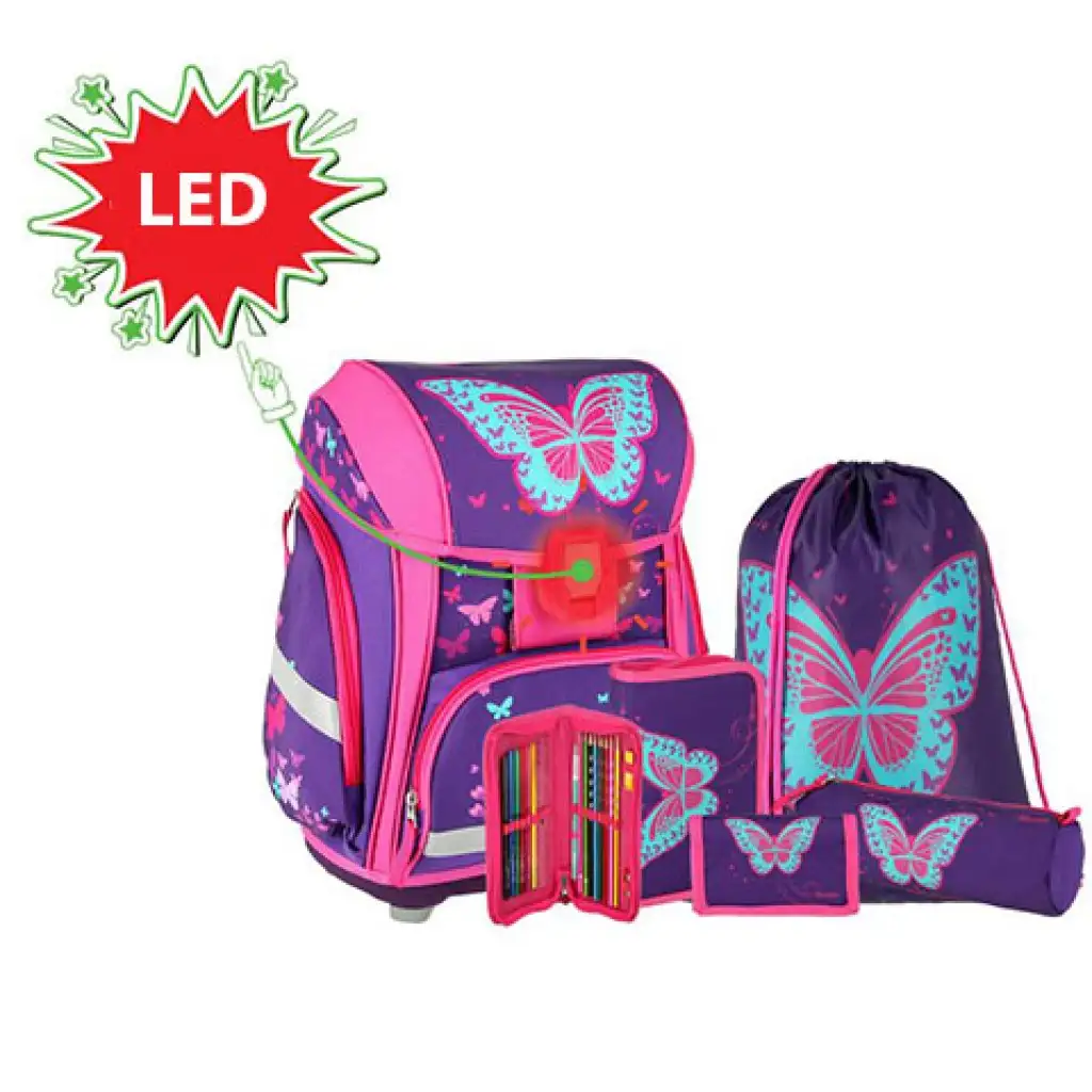 imagen de Spirit: Mochila escolar 3D con diseño de mariposa, set de 5 piezas 1
