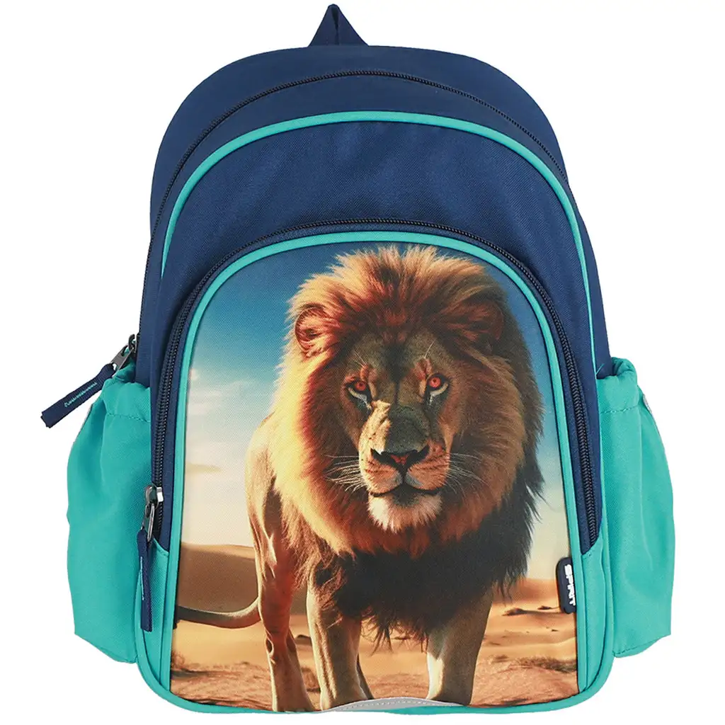 imagen de Spirit: Mochila escolar azul con estampado de león, mochila 24x13x31cm 3