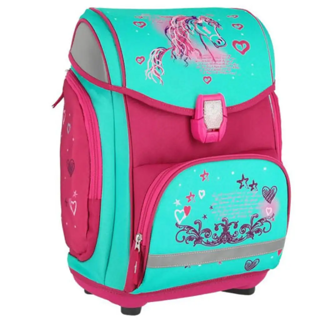 imagen de Spirit: Mochila escolar azul-rosa de 5 piezas con accesorios y luz LED 2