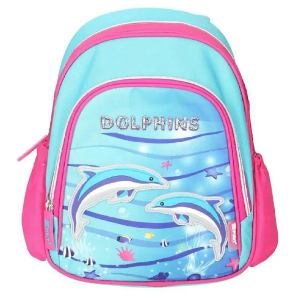 imagen de Spirit: Mochila escolar con delfines redondeada, mochila 24x13x31cm 1