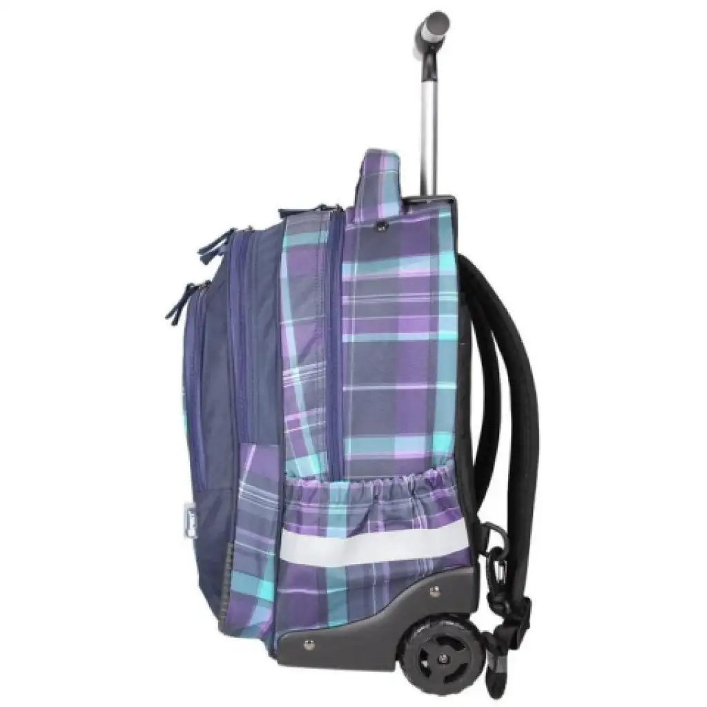 imagen de Spirit: Mochila escolar con ruedas de cuadros morados 3