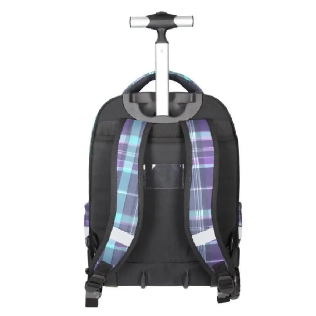 imagen de Spirit: Mochila escolar con ruedas de cuadros morados 4