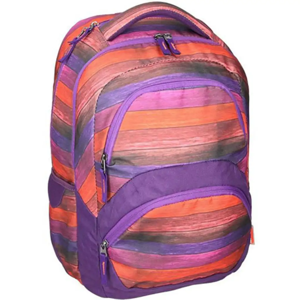 imagen de Spirit: Mochila escolar de rayas coloridas con bordes redondeados, 45x33x26cm 1