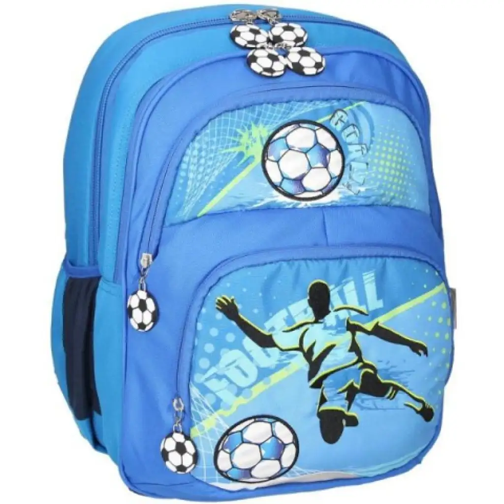 imagen de Spirit: Mochila escolar ergonómica azul de fútbol 2