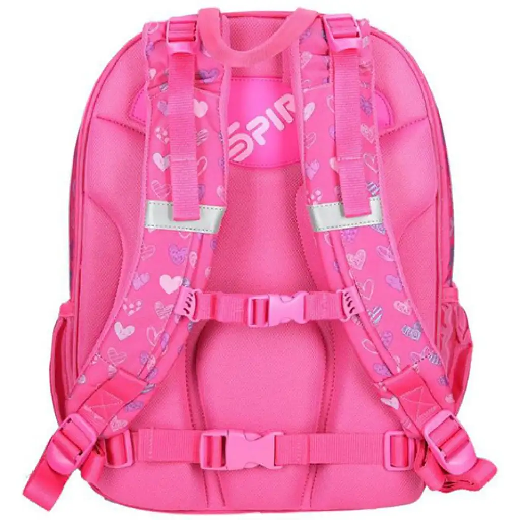 imagen de Spirit: Mochila escolar ergonómica con diseño de corazones rosa con purpurina 3