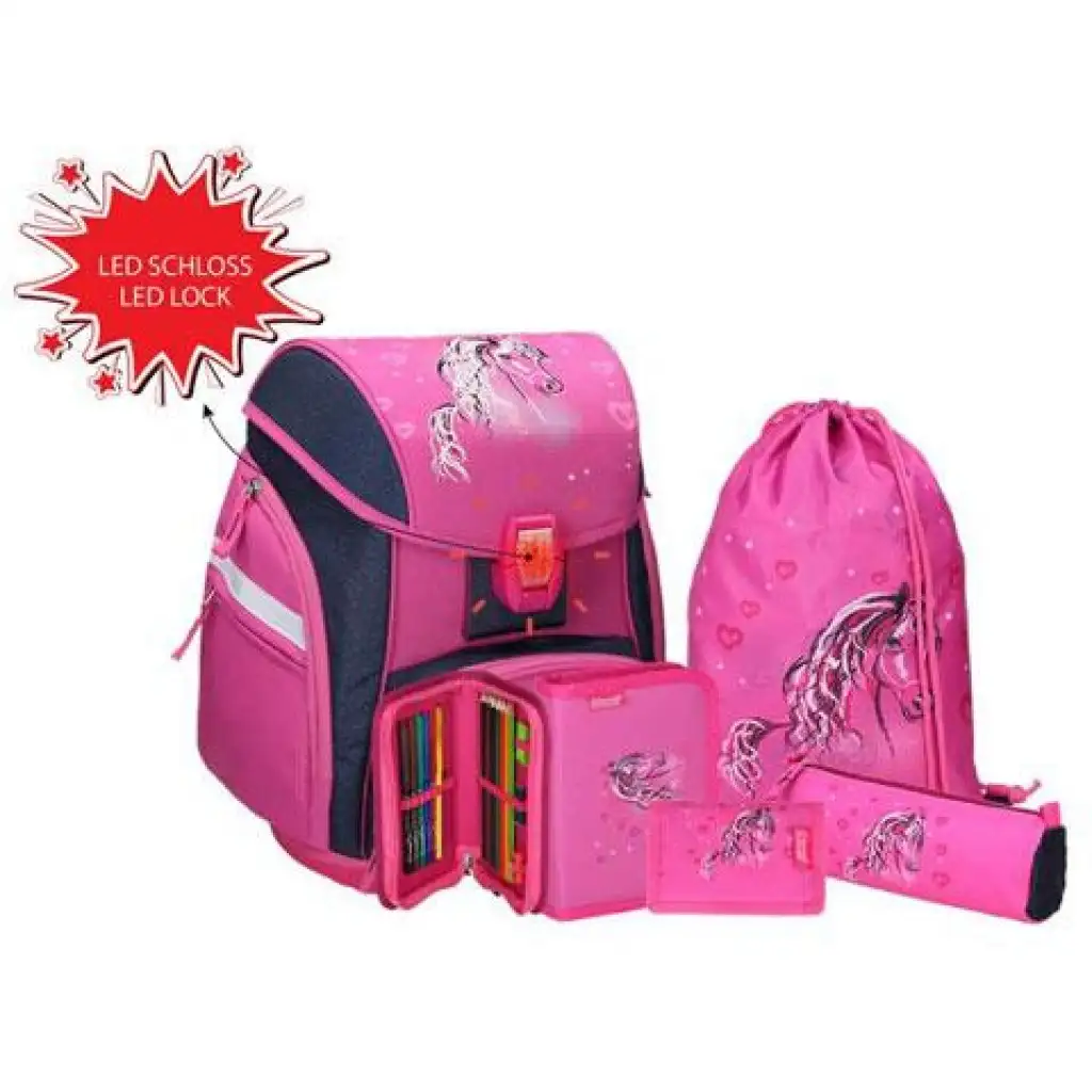 imagen de Spirit: Mochila escolar ergonómica de 5 piezas con diseño 3D y luz LED 34x22x41cm 1