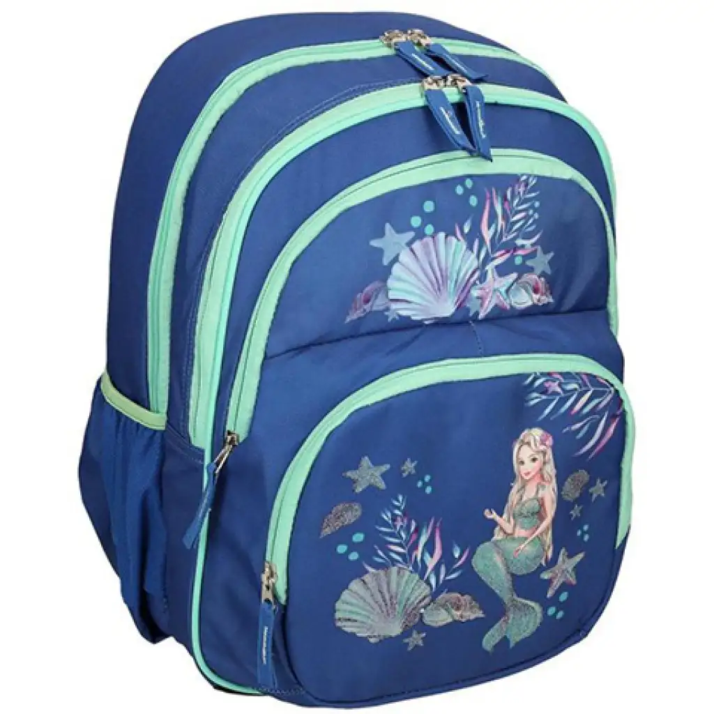 imagen de Spirit: Mochila escolar ergonómica redondeada de color azul con diseño de sirena 40x20x18cm 1