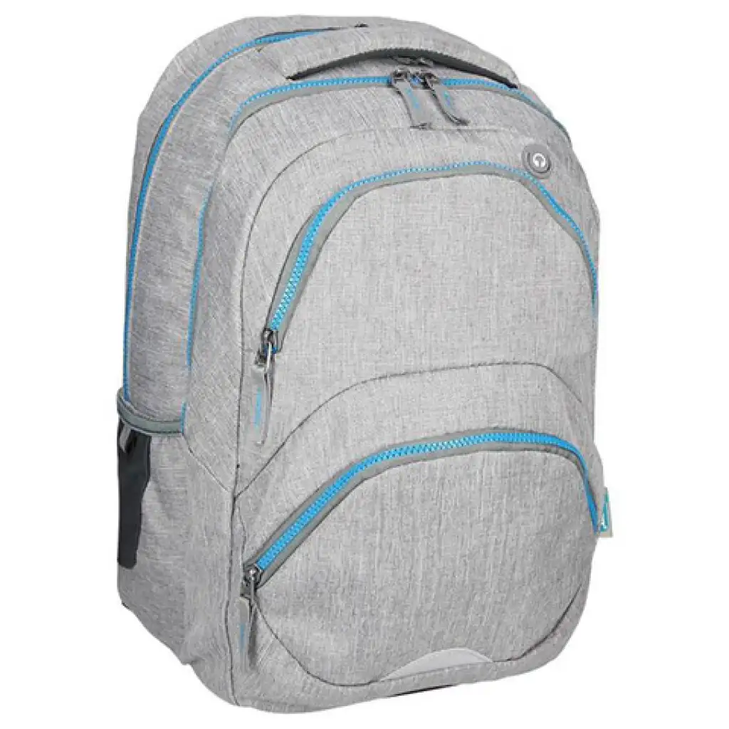 imagen de Spirit: Mochila escolar gris claro y azul con bordes redondeados 46x33x22cm 1