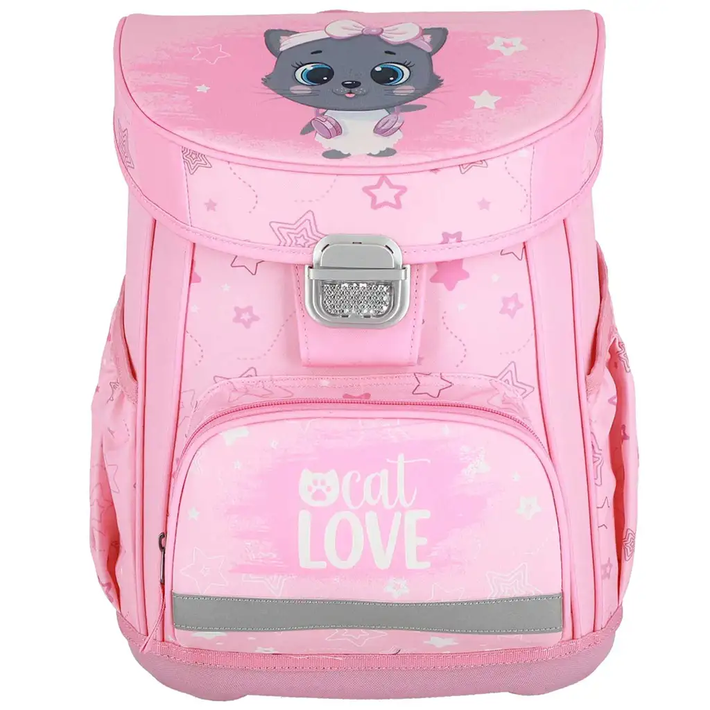 imagen de Spirit: Mochila escolar gris con gato, set de 5 piezas 38x17x28cm 2