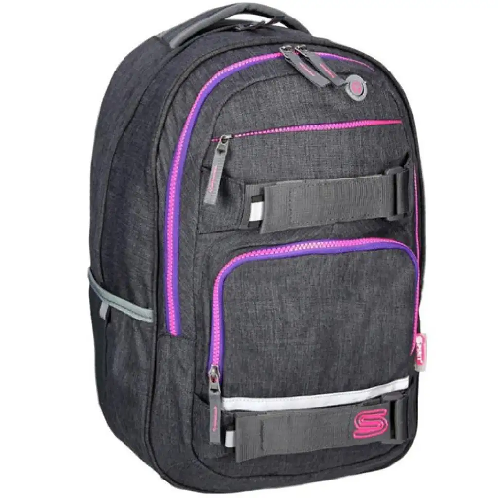 imagen de Spirit: Mochila escolar gris y rosa redondeada Campus 1