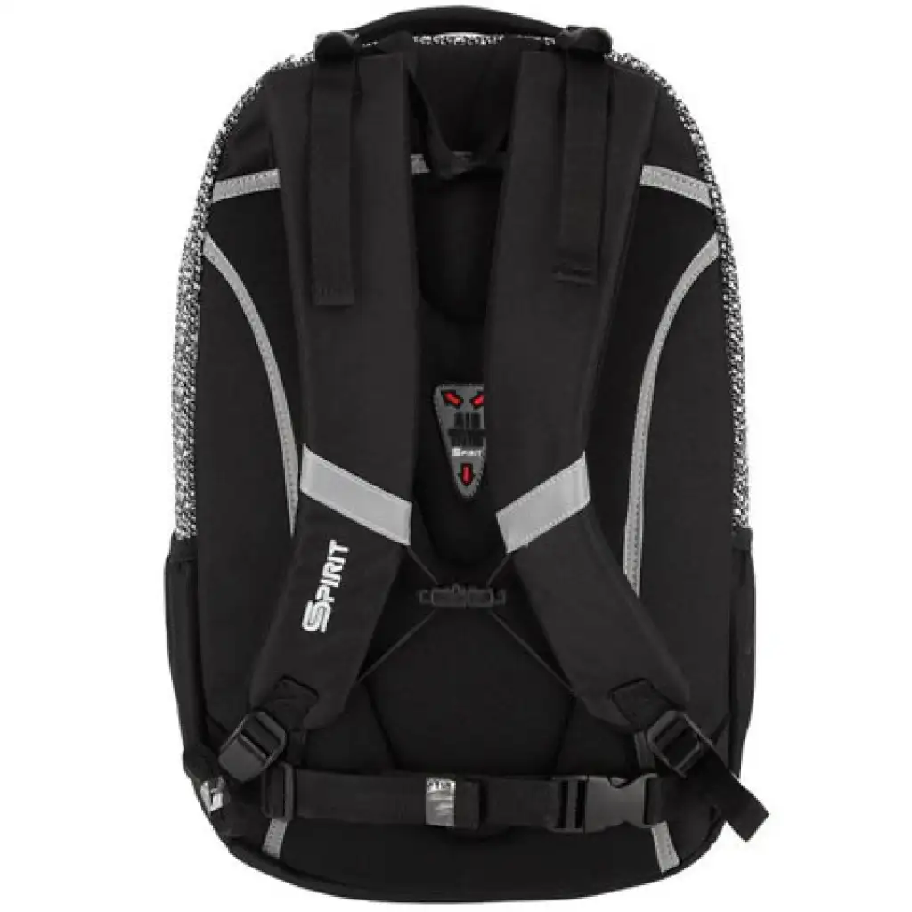 imagen de Spirit: Mochila escolar negra-blanca con forma redondeada 46x32x19cm 3
