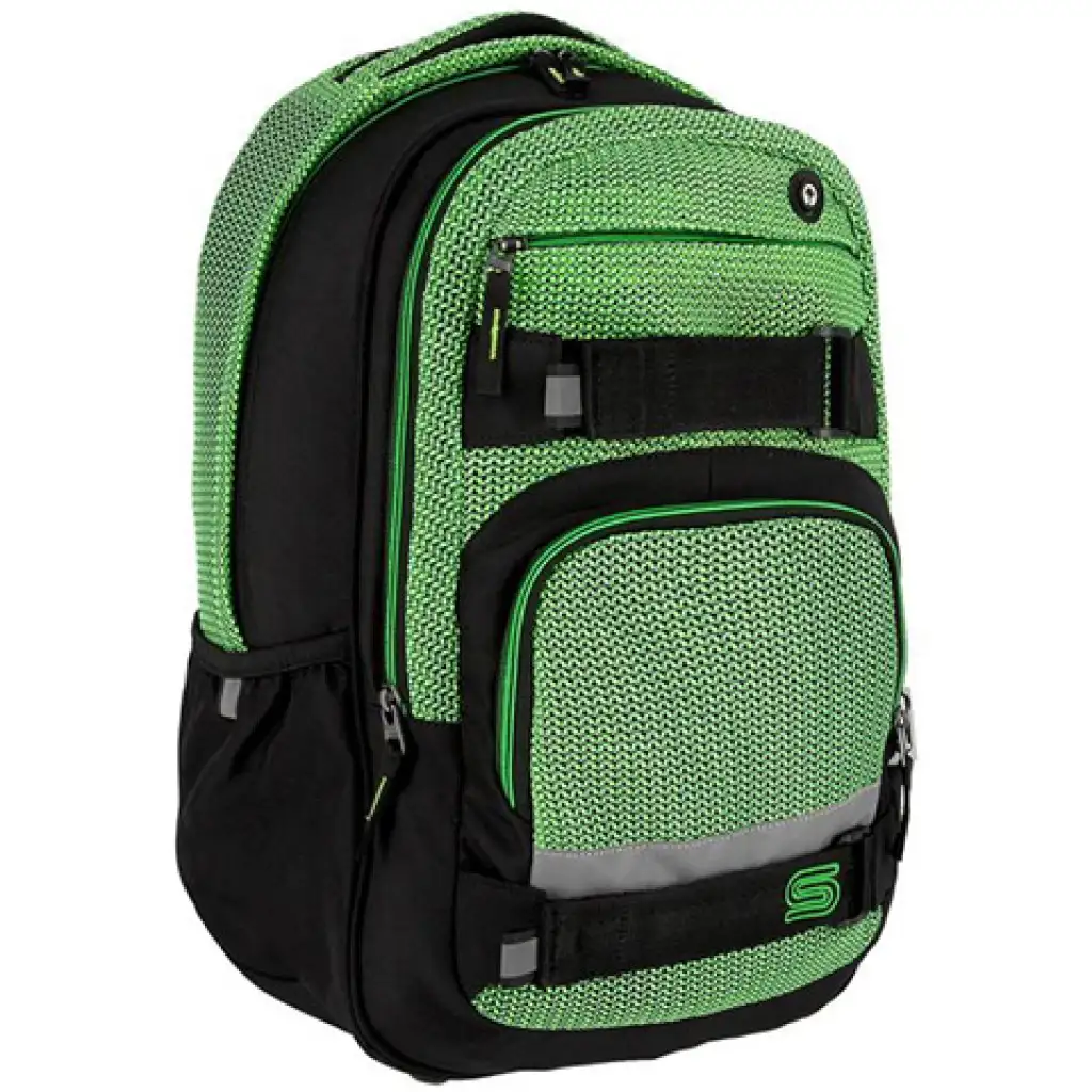 imagen de Spirit: Mochila escolar negra y verde con esquinas redondeadas 46x33x22cm 1