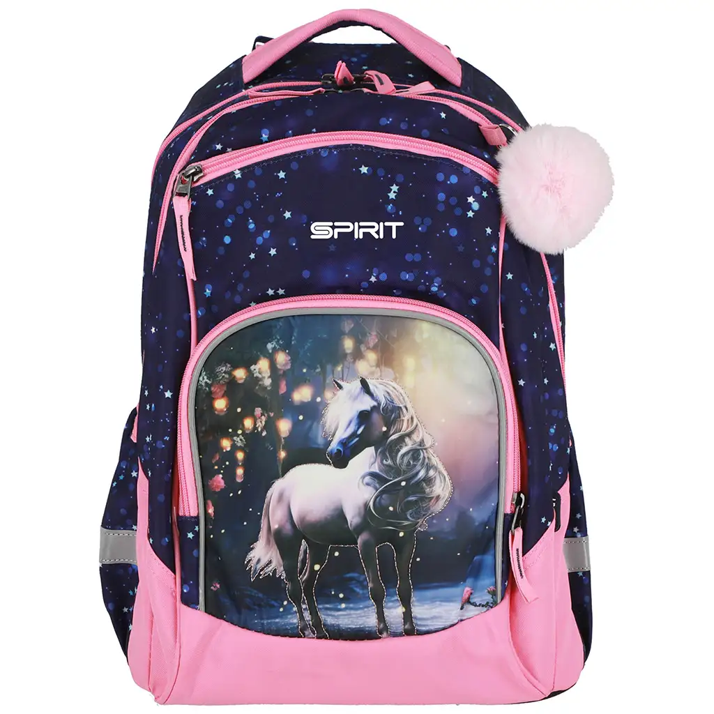 imagen de Spirit: Mochila escolar redondeada con diseño 3D de caballo blanco, mochila 34x26x44cm 3
