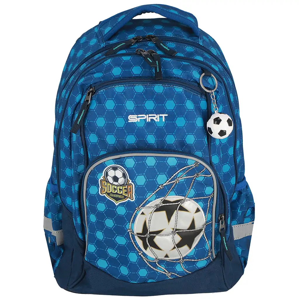 imagen de Spirit: Mochila escolar redondeada con diseño de fútbol 3D, 34x26x44cm 3