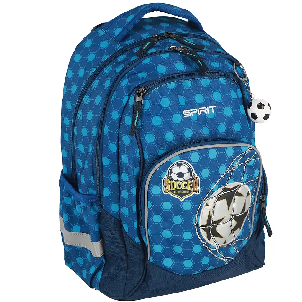 imagen de Spirit: Mochila escolar redondeada con diseño de fútbol 3D, 34x26x44cm 1