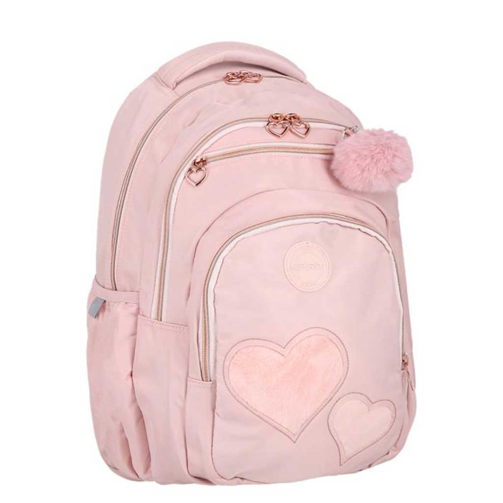 imagen de Spirit: Mochila escolar redondeada de 3 compartimentos con corazones, mochila 31x21x46cm 1