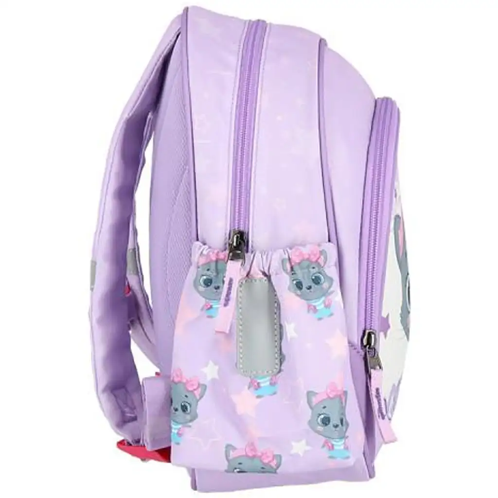 imagen de Spirit: Mochila escolar redondeada gris con gatitos 31x13x24cm 2