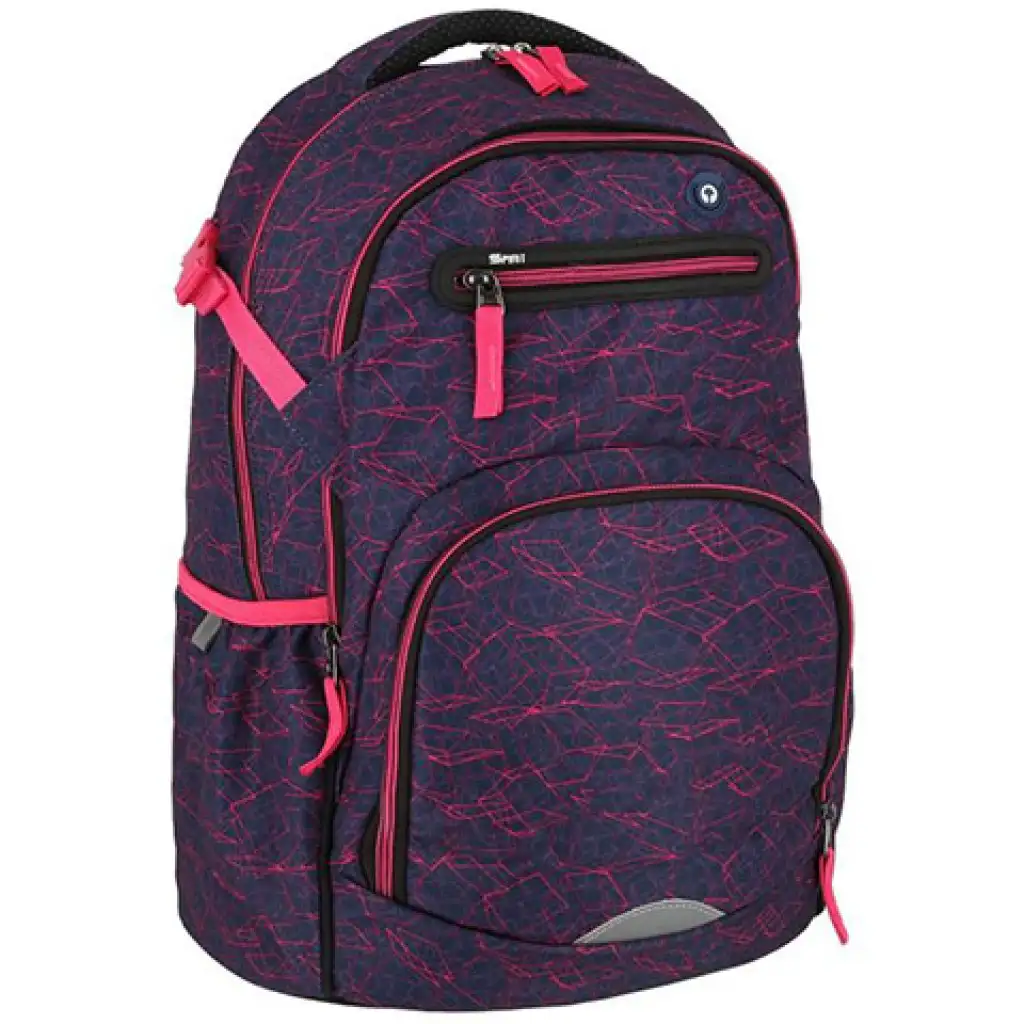 imagen de Spirit: Mochila escolar rosa con estampado geométrico redondeado 1