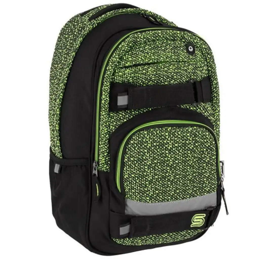 imagen de Spirit: Mochila escolar verde-negra con forma redondeada, 46x32x19cm 1