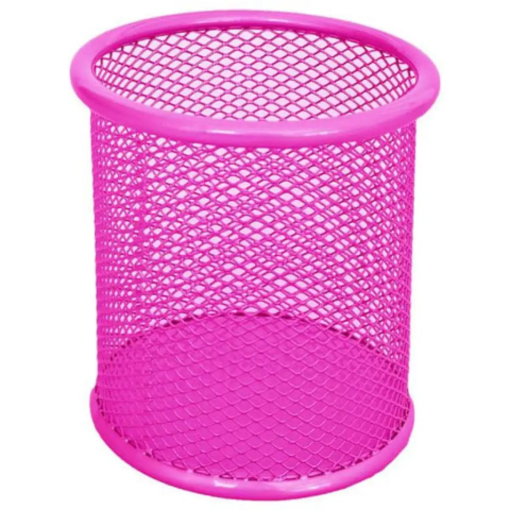 imagen de Spirit: Portalápiz cilíndrico de malla metálica rosa neón 1