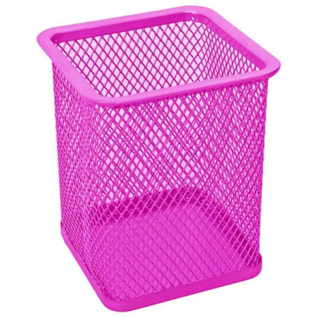 imagen de Spirit: Portalápiz rectangular de malla metálica rosa neón 1