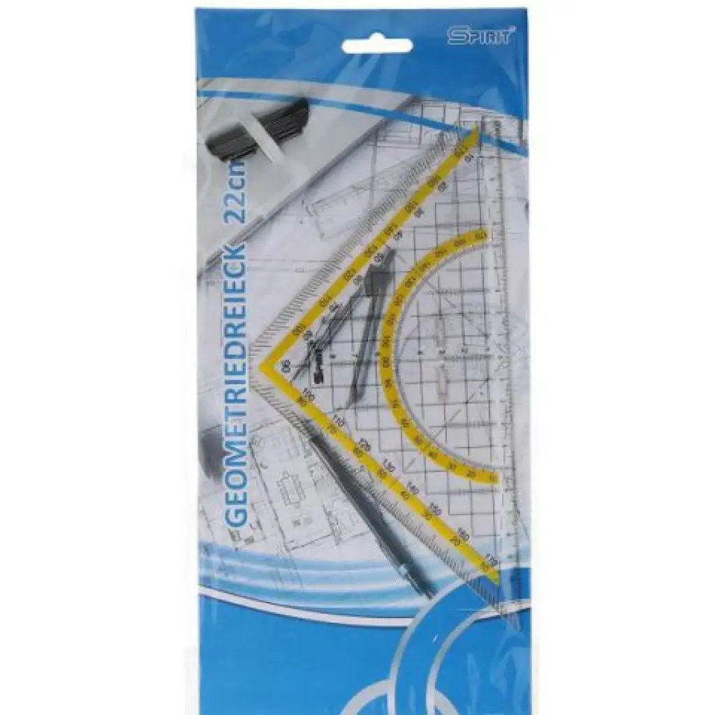 imagen de Spirit: Regla triangular transparente con transportador de 22 cm 1