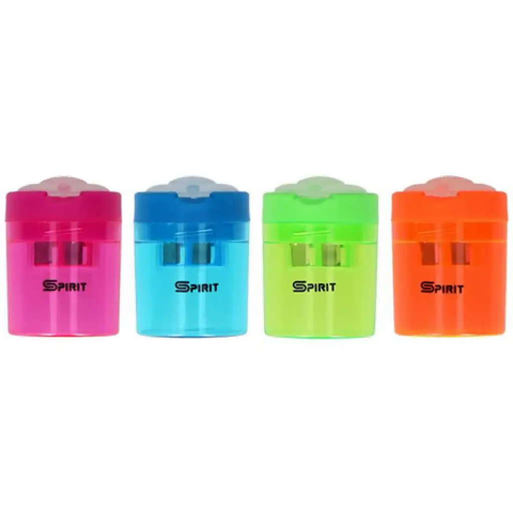 imagen de Spirit: Sacapuntas de dos agujeros con depósito en varios colores 1ud 1