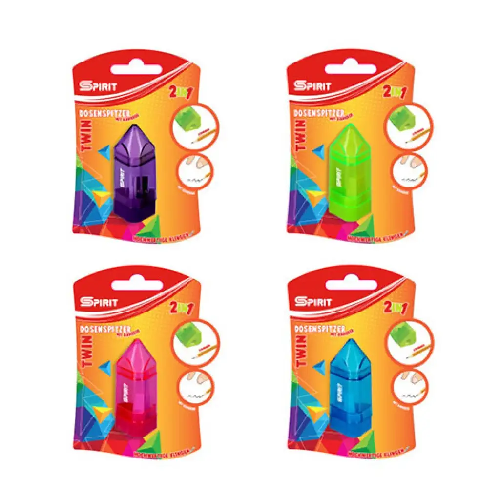 imagen de Spirit: Sacapuntas y goma de borrar 2 en 1 en varios colores paquete de 1 unidad 1