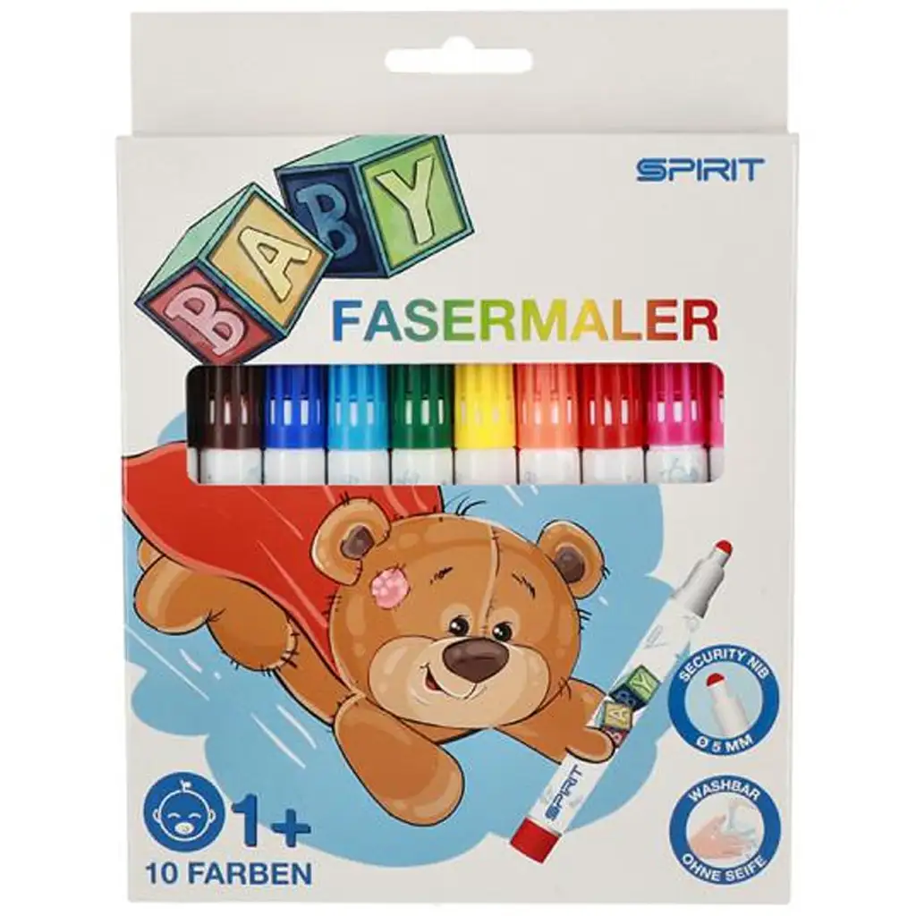 imagen de Spirit: Set de 10 rotuladores lavables de colores para bebés 1