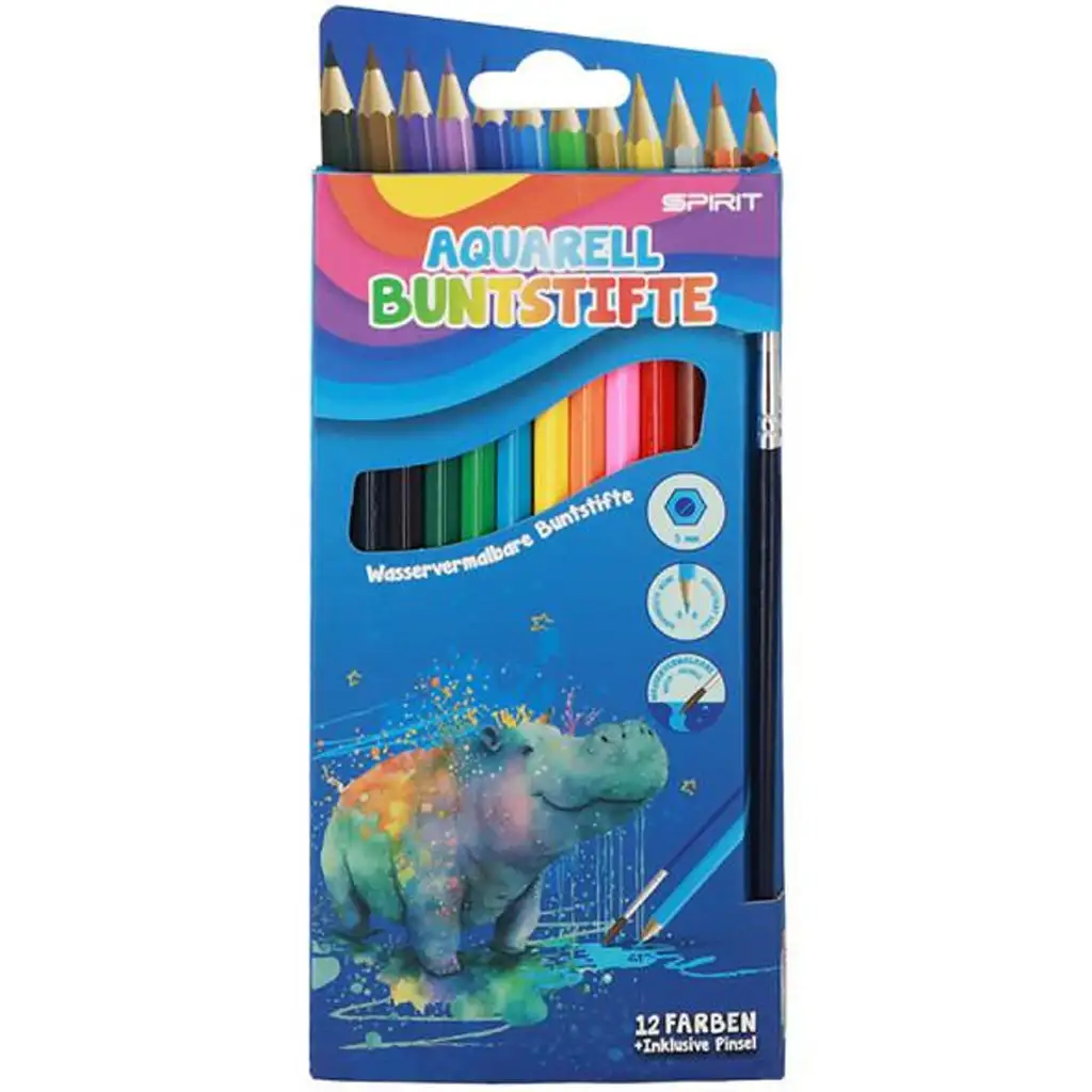 imagen de Spirit: Set de 12 lápices de colores acuarelables en forma triangular con pincel 1