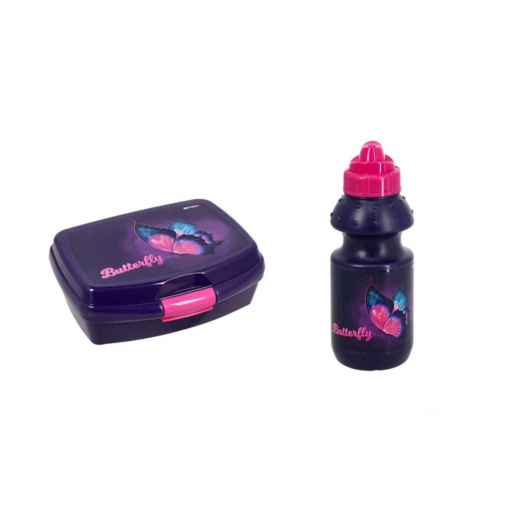 imagen de Spirit: Set de caja de almuerzo y botella con diseño de mariposas 2