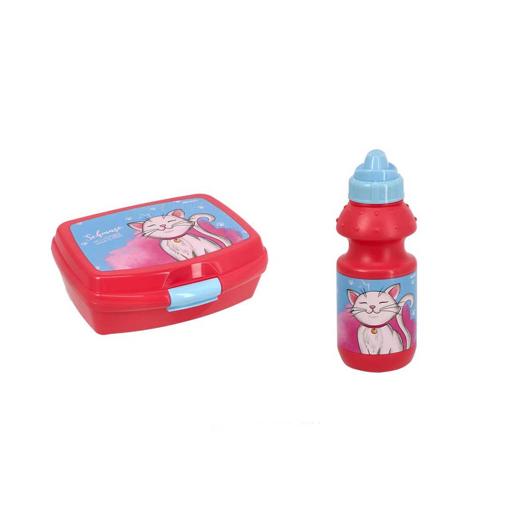 imagen de Spirit: Set de caja de almuerzo y botella con gatito blanco 2
