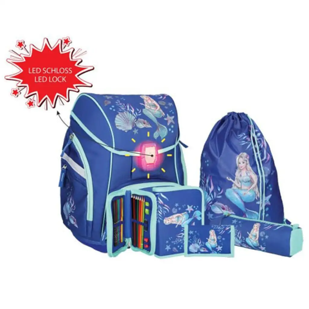 imagen de Spirit: Set de mochila azul de sirena de 5 piezas con accesorios 1
