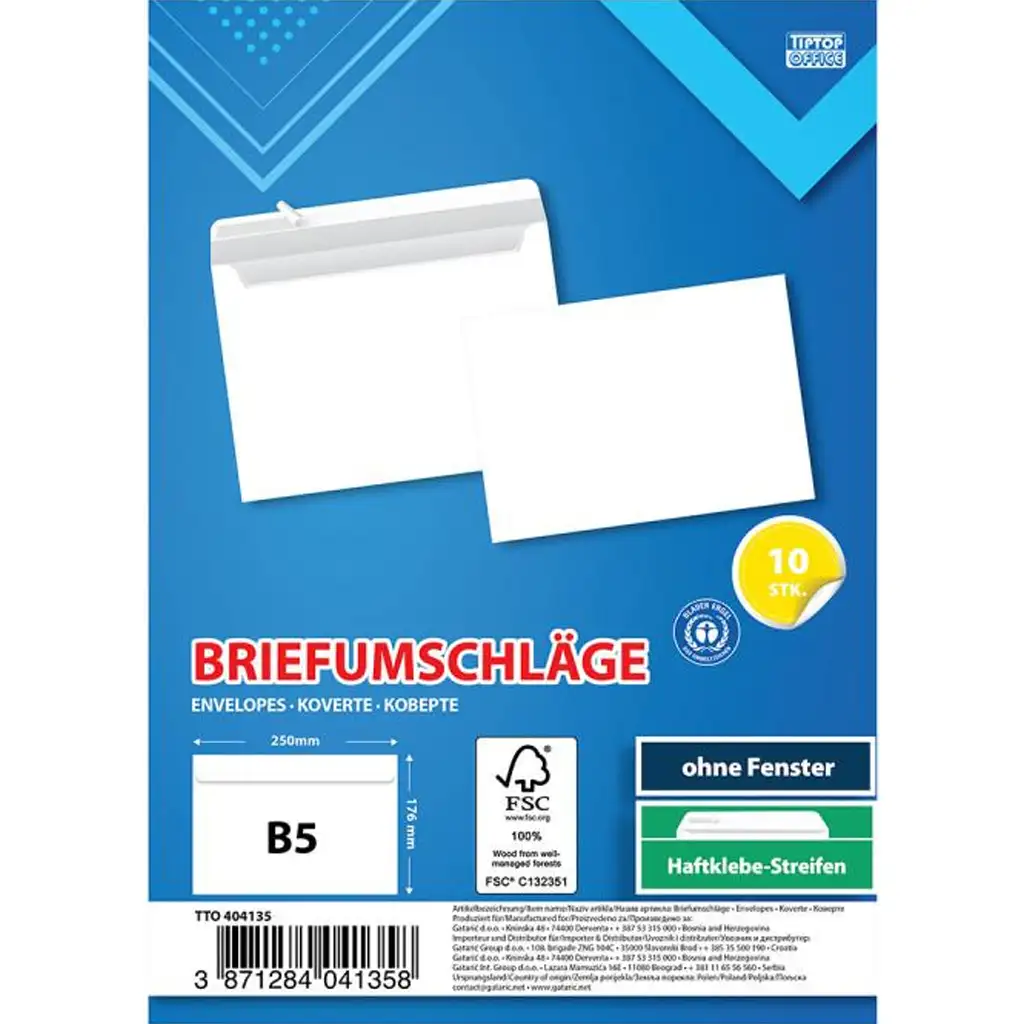imagen de Spirit: Sobre blanco B5 25x17cm paquete de 10 unidades 1