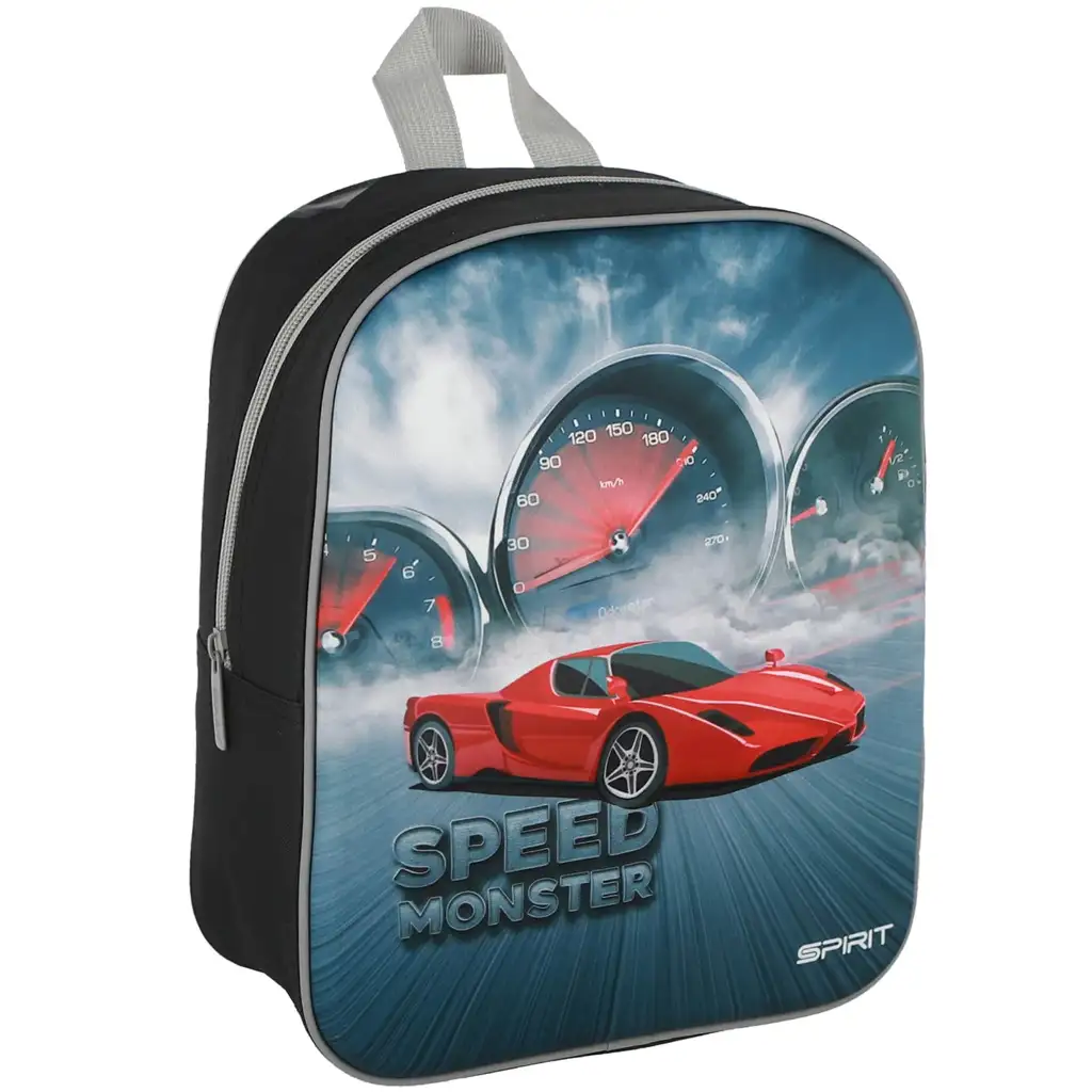 imagen de Spirit: Speed Monster coche deportivo rojo mochila 3D con diseño para jardín de infancia 30x25x12cm 1