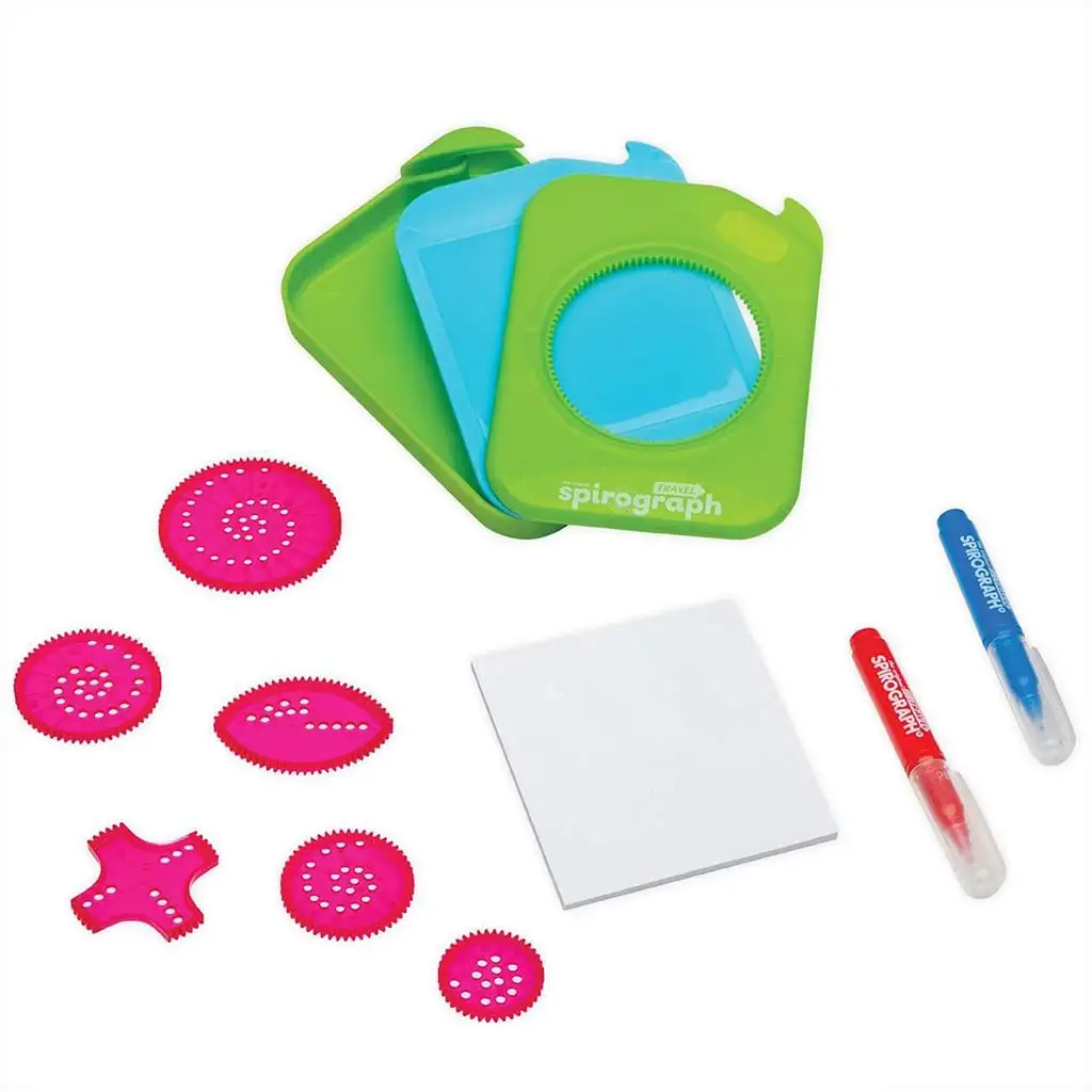imagen de Spirograph: Set compacto de 10 piezas de spirograf viajero con almacenamiento 3
