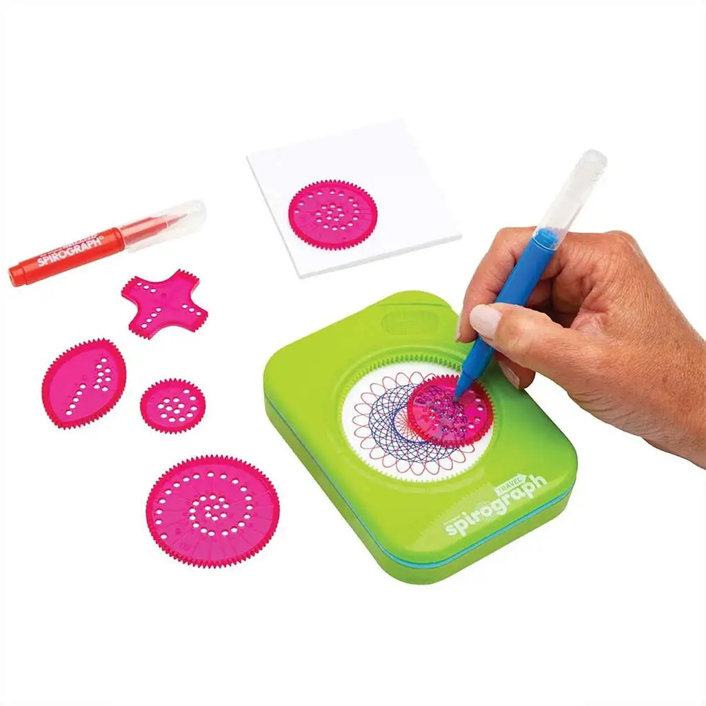 imagen de Spirograph: Set compacto de 10 piezas de spirograf viajero con almacenamiento 4