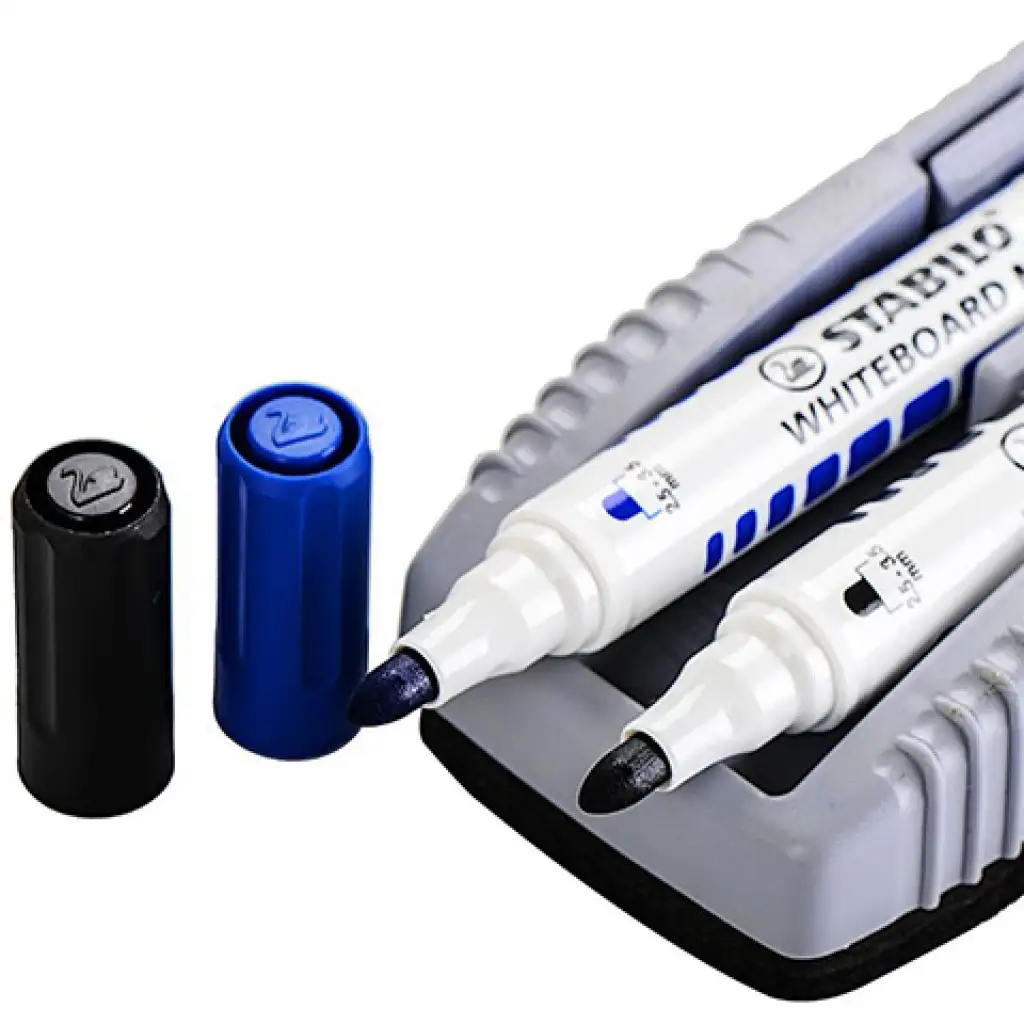 imagen de Stabilo: Marcador Plan WhiteBoard azul y negro + esponja 3