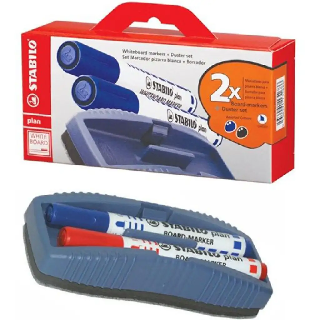 imagen de Stabilo: Marcador Plan WhiteBoard azul y negro + esponja 1