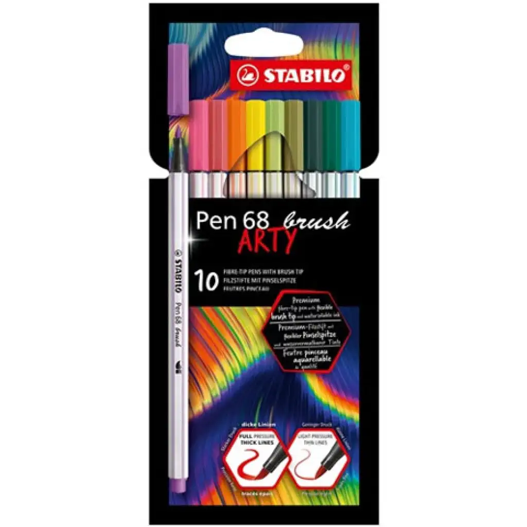 imagen de Stabilo: Pen 68 Brush ARTY rotulador de pincel set de 10 unidades 1