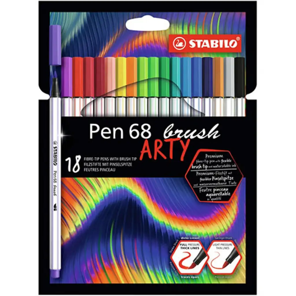 imagen de Stabilo: Pen 68 Brush ARTY set de rotuladores de pincel de 18 unidades 1