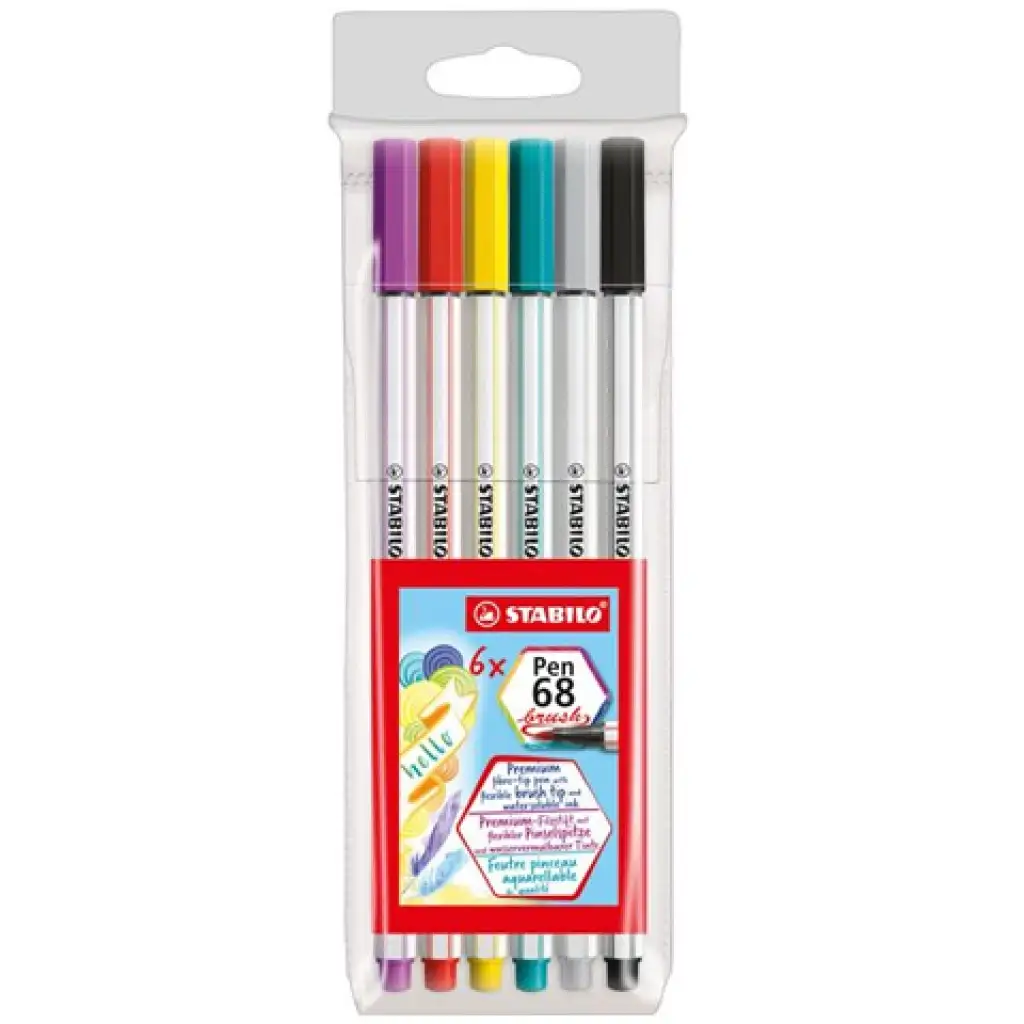 imagen de Stabilo: Pen 68 brush rotulador de pincel set de 6 unidades 1