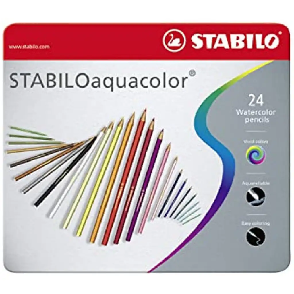 imagen de Stabilo: Set de lápices de colores Aquacolor de 24 unidades en caja de metal 1